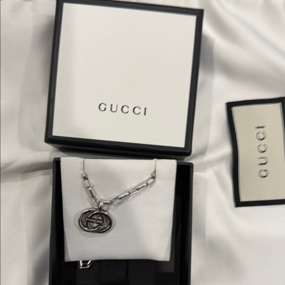 Gucci Silver Necklace with Iconic Pendant